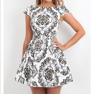 Lulu’s Black and White Paisley Skater Dress